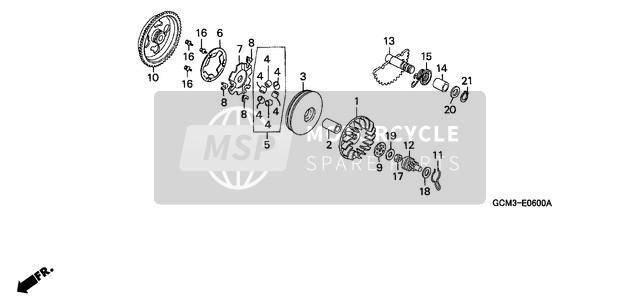 Drive Face/ Kick Starter Spindle